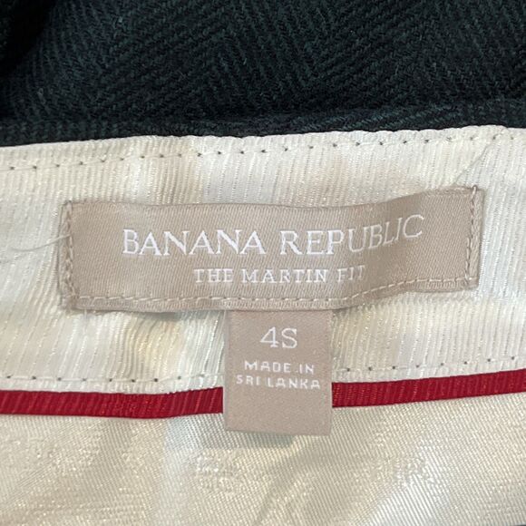 Banana Republic Women’s Martin Fit Wool Green Black Herringbone Patns Size 4S - Picture 4 of 10